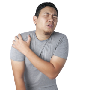 Man holding shoulder in pain